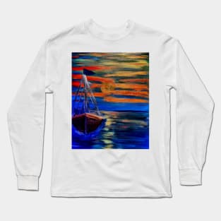 Out sailing at sunset. Red sky Long Sleeve T-Shirt